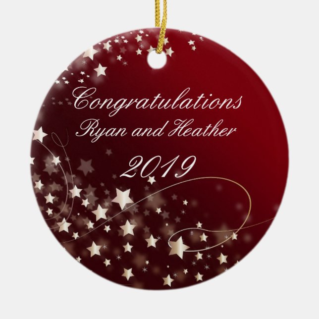 Wedding Engagement New Home Red Ceramic Ornament (Front)