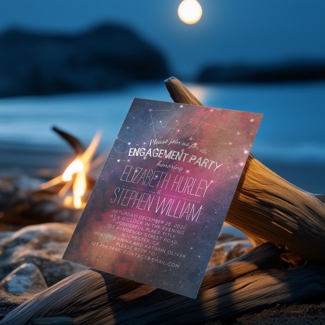 Wedding Engagement Party Galaxy Star Constellation Invitation (Creator Uploaded)