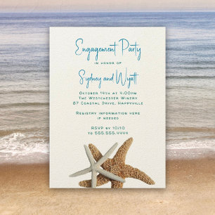 Wedding Engagement Party Sea Stars Aqua Blue Invitation