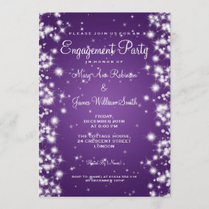 Wedding Engagement Party Winter Sparkle Purple Invitation
