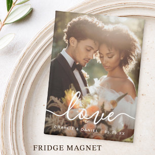 Wedding engagement photo love couples names date magnet
