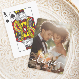 Wedding engagement photo love couples names date playing cards