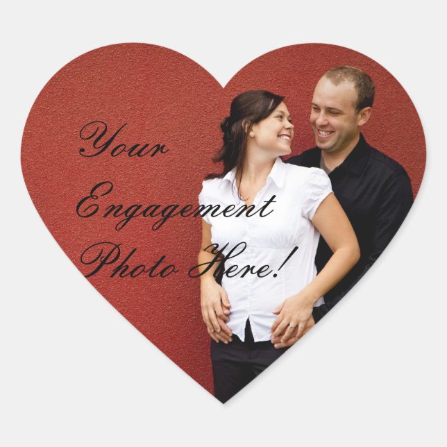 Wedding Engagement Photo Stickers Heart Shape (Front)