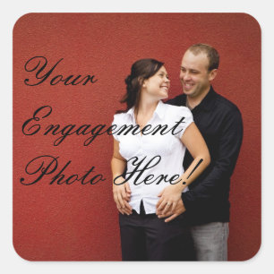 Wedding Engagement Photo Stickers Square