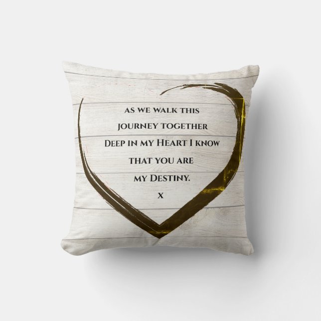 Wedding Engagement  Rustic Heart Quote Cushion (Front)