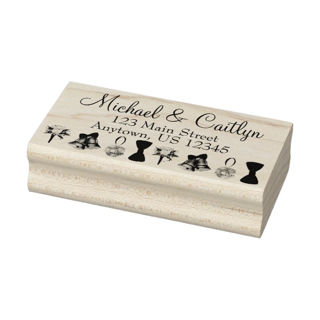 Wedding Engagement Save the Date Bell Flower Bow Rubber Stamp (Stamp)