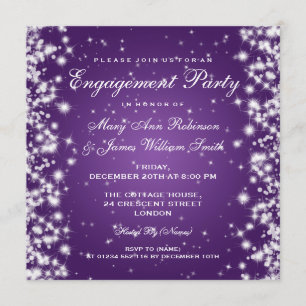Wedding Engagement Winter Sparkle Purple Invitation