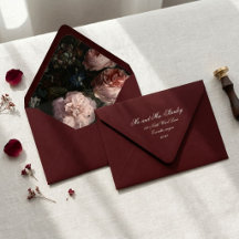 Wedding Envelope Back - Burgundy & Gold Regency