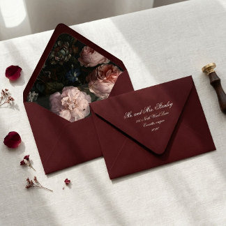 Wedding Envelope Back - Burgundy & Gold Regency