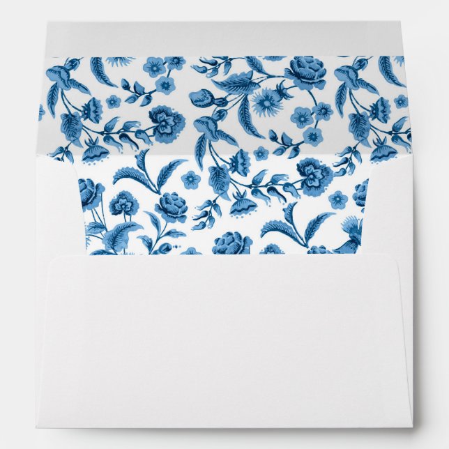 Wedding Envelope Blue White Chintz Floral Ditsy (Back (Bottom))