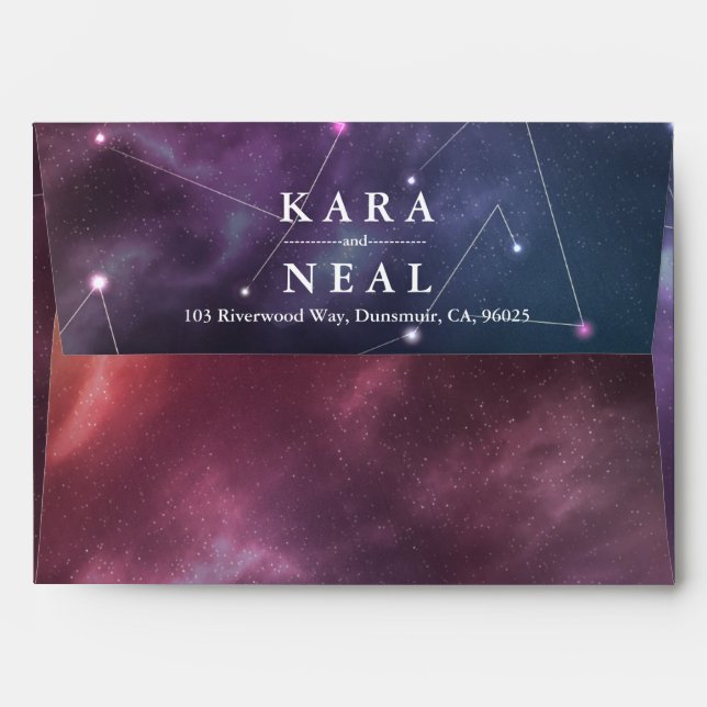 Wedding Envelope Galaxy Stars Nebula Constellation (Back (Top Flap))