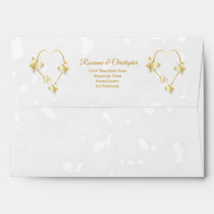 Wedding Envelope Gold Coloured Heart Butterflies