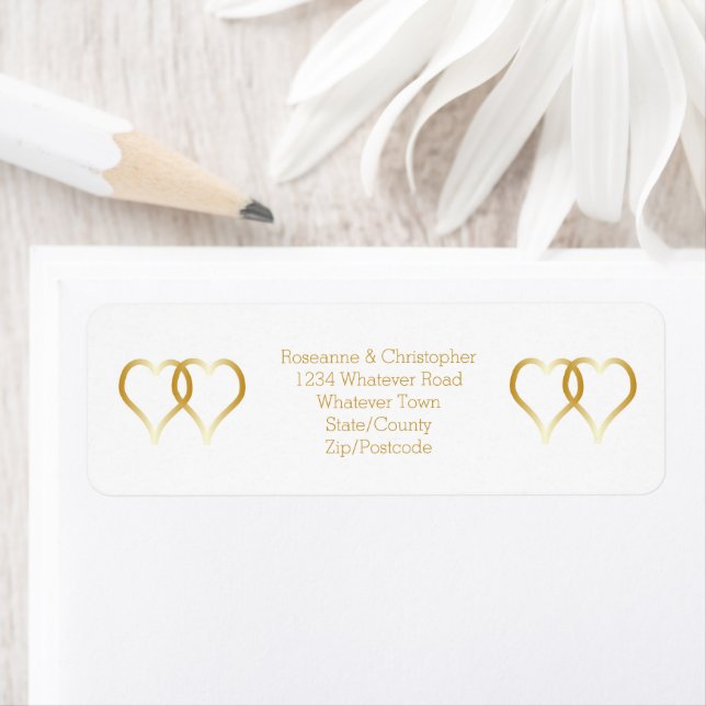 Wedding Envelope Return Address Label Hearts (Insitu)