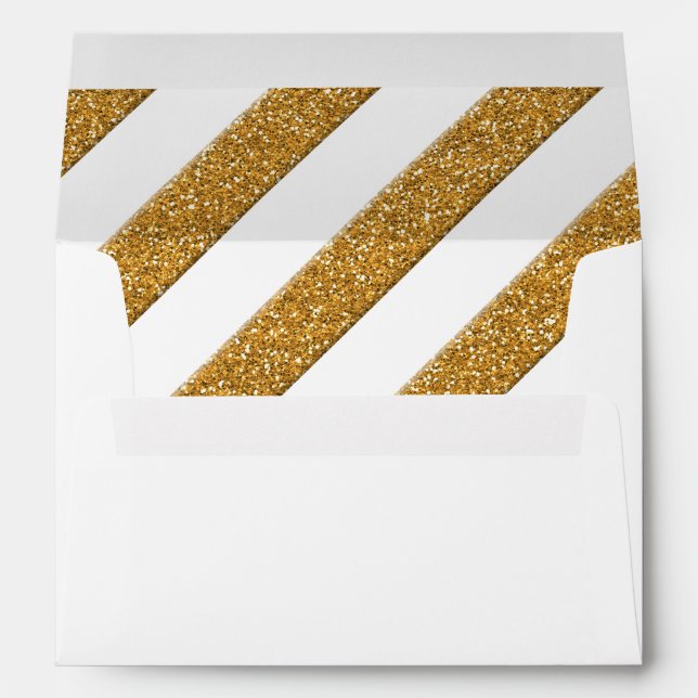 Wedding Envelope Script Forever Love Gold Glitter (Back (Bottom))