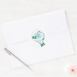 Wedding Envelope Seal/Sticker Butterfly Heart Classic Round Sticker