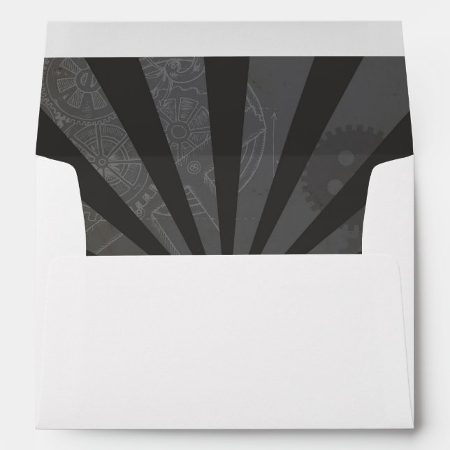 Wedding Envelope Steampunk Wedding Hearts Cogs  (Back (Bottom))