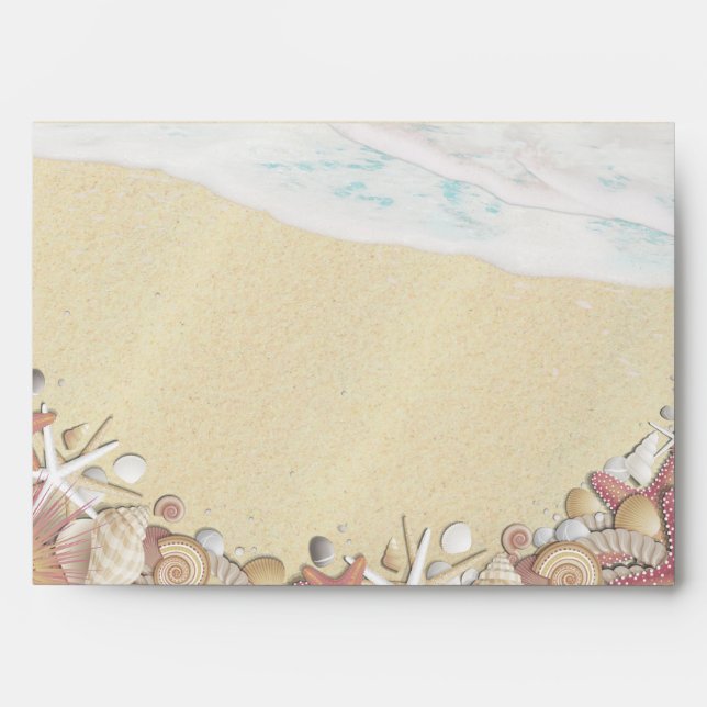 Wedding Envelope Summer Beach Starfish Sea shells (Front)