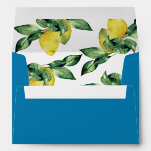 Wedding Envelopes Modern Custom Blue With Lemons