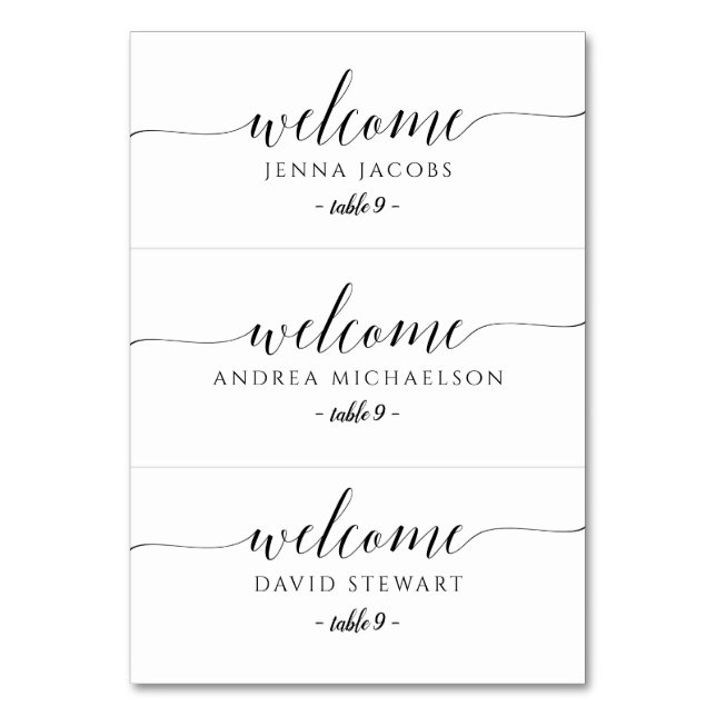 Wedding Escort Card - Flat - Romantic Calligraphy (Front)