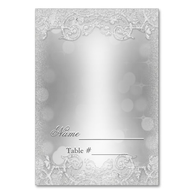 Wedding Escort Card Silver Fill in Later (Front)