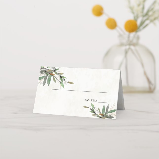 Wedding Escort Card Watercolor Botanical Blossoms (Front)