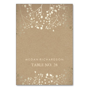 wedding escort cards kraft baby's breath gold