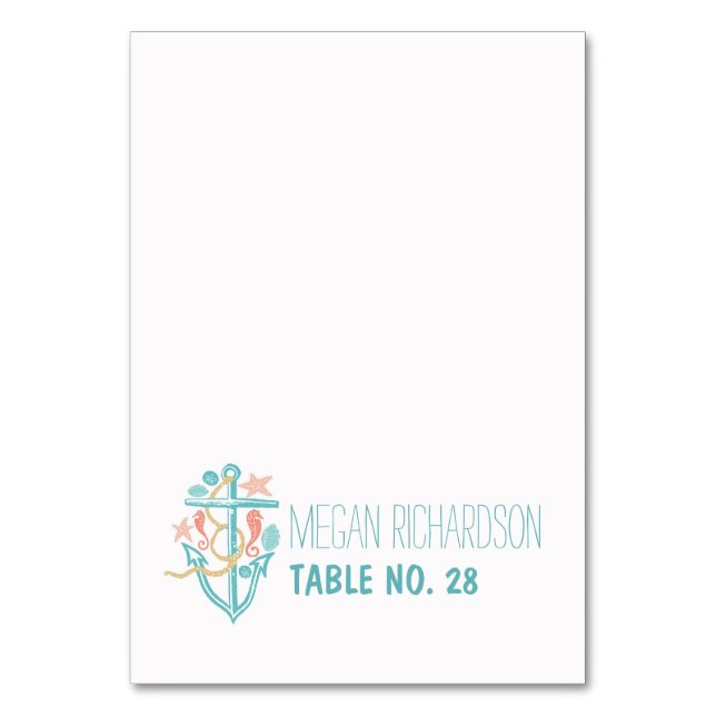 wedding escort cards - nautical beach anchor (Front)