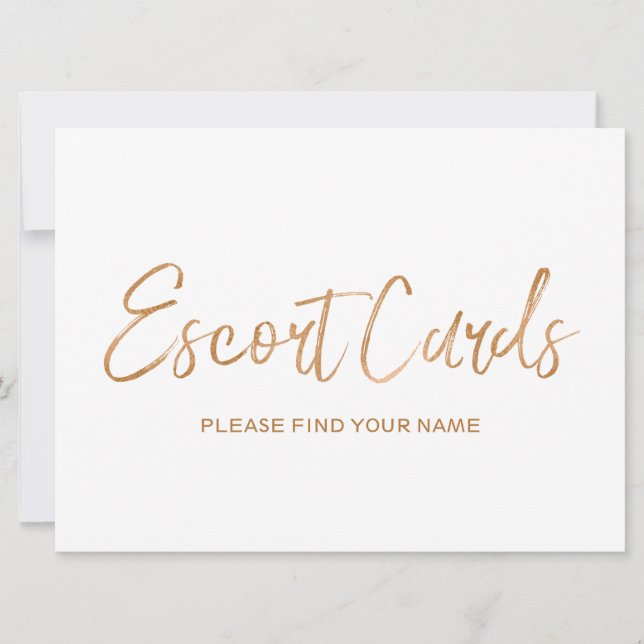 Wedding "Escort cards" Sign | Stylish Gold Rose Invitation (Front)