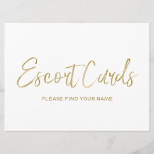 Wedding "Escort cards" Sign Stylish Golden Invitation