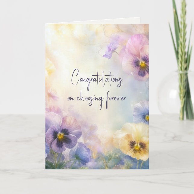 Wedding Ethereal Pansy Abstract Card (Front)