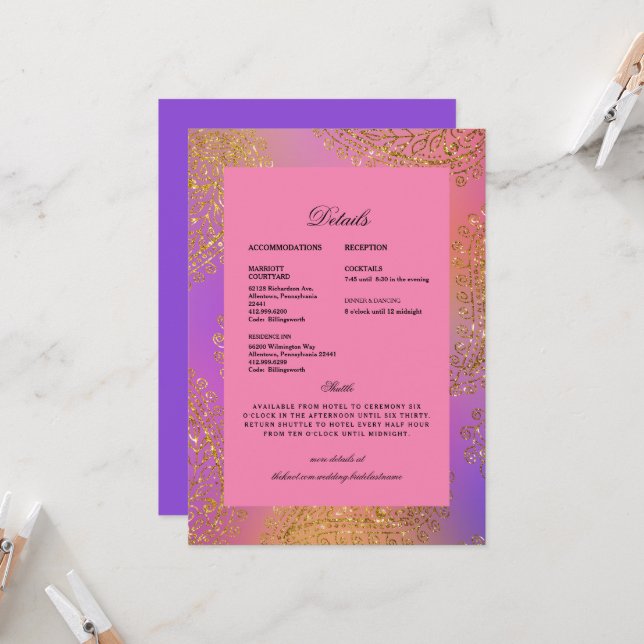 Wedding Ethnic Indian Colourful Details  Invitation (Front/Back In Situ)