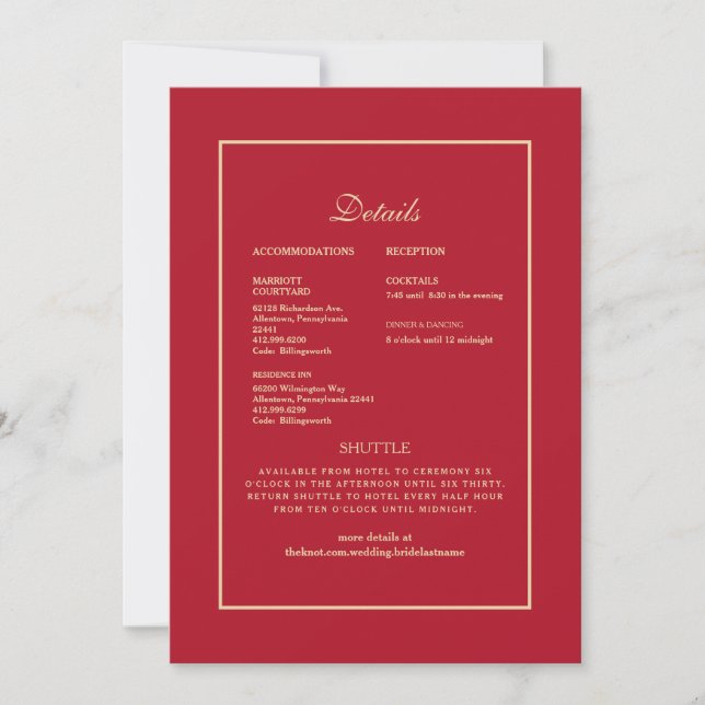 Wedding Ethnic Indian Red & Gold Detail Invitation (Front)