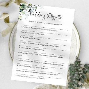 Wedding Etiquette Funny Bridal Shower Game Invitation