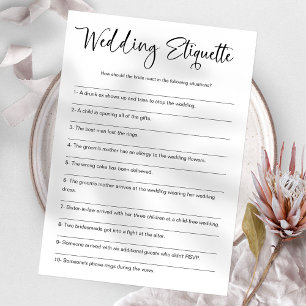 Wedding Etiquette Funny Bridal Shower Game Invitation