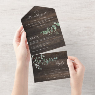 Wedding Eucalyptus botanical modern invite + rsvp