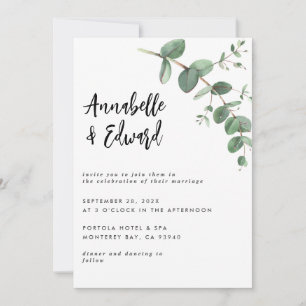Wedding eucalyptus details and invitation