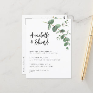 wedding eucalyptus details and invitation  postcard