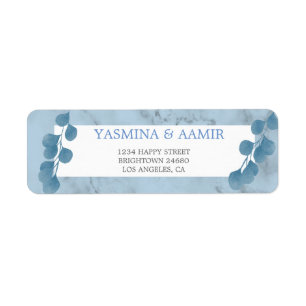 Wedding Eucalyptus Foliage Blue Texture Address La Return Address Label