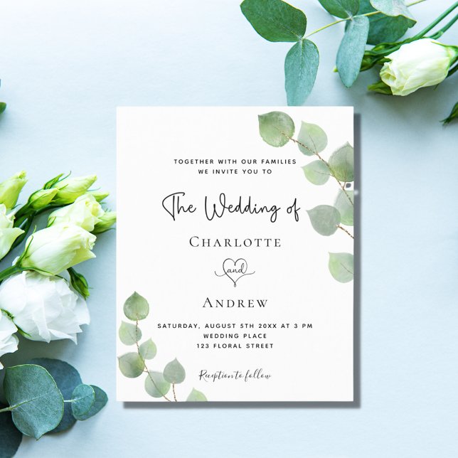 Wedding eucalyptus greenery budget invitation flyer (Creator Uploaded)