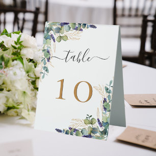 Wedding eucalyptus greenery elegant table number