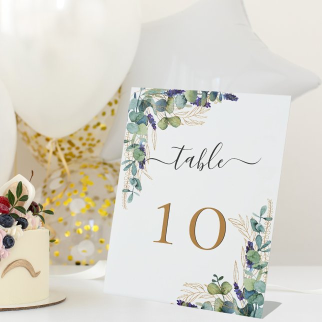 Wedding eucalyptus greenery elegant table number pedestal sign (Creator Uploaded)