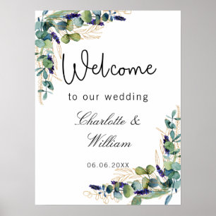 Wedding eucalyptus greenery elegant welcome poster