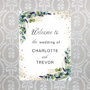 Wedding eucalyptus greenery elegant welcome poster