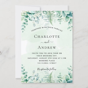 Wedding eucalyptus greenery ferns woodland invitation