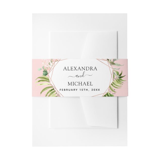Wedding Eucalyptus Greenery Geometric Elegant Chic Invitation Belly Band (Front Example)