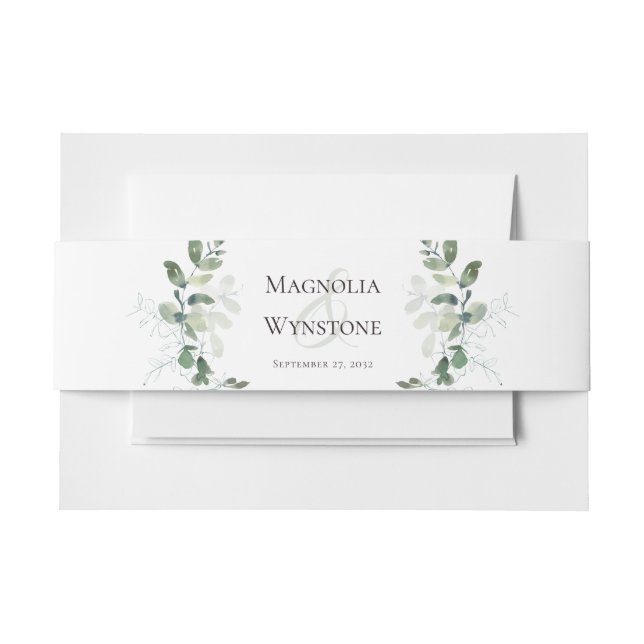 Wedding Eucalyptus Greenery Invitation Belly Band (Front Example)