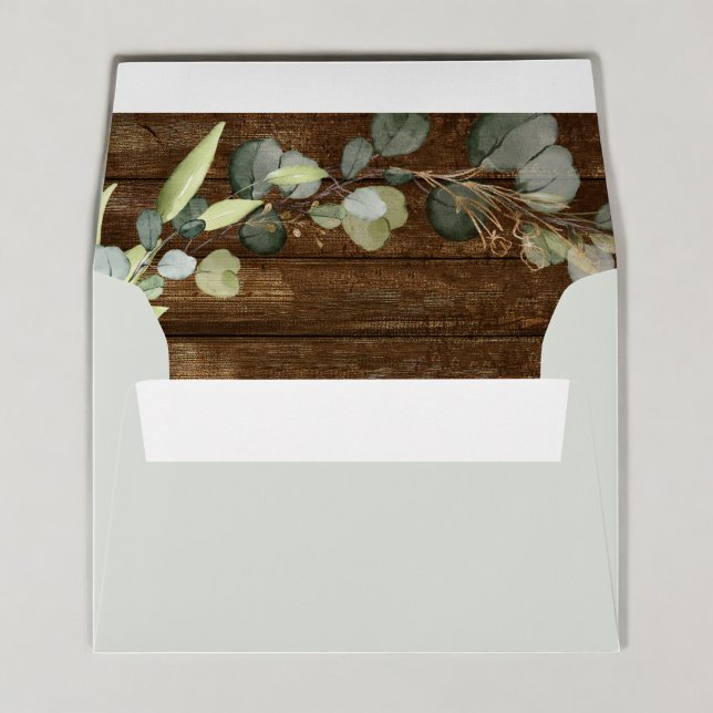 Wedding Eucalyptus Greenery Rustic Wood Envelope (Creator Uploaded)