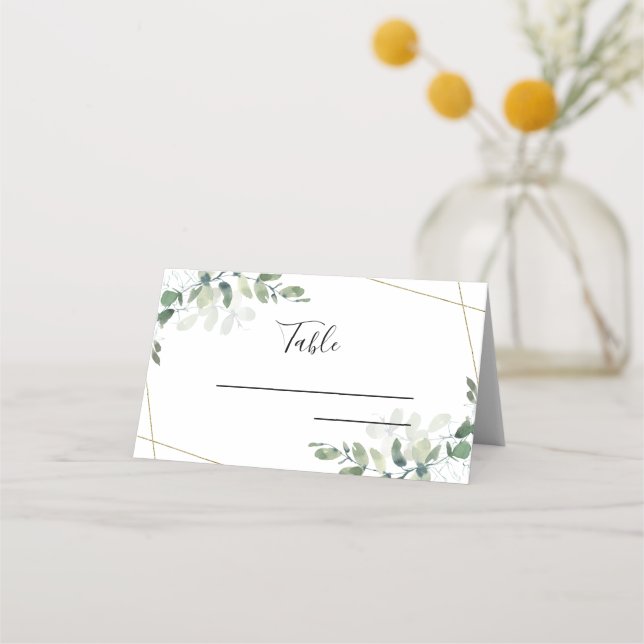 Wedding Eucalyptus Greenery Succulent Place Card (Front)