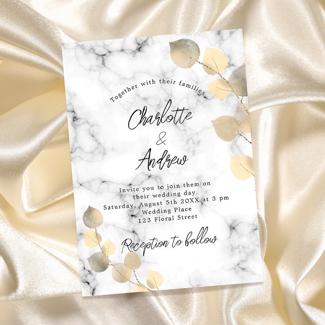 Wedding eucalyptus marble golden  invitation (Creator Uploaded)