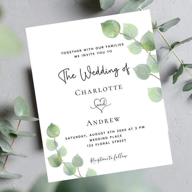Wedding eucalyptus QR code RSVP budget invitation (Creator Uploaded)